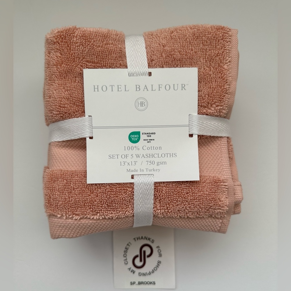 🎁5PC Hotel Balfour Washcloth Set - 13” x 13” - Rosecloud - 750 gsm - Turkey